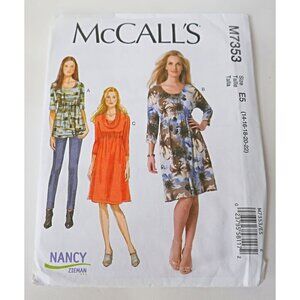 Vintage McCall's M7353 Sewing Pattern Misses Top and Dresses Loose Fitting
